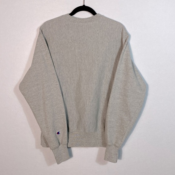 Champion Reverse Weave Unisex Heather Gray Crewneck Pink Logo size Medium - Picture 6 of 13